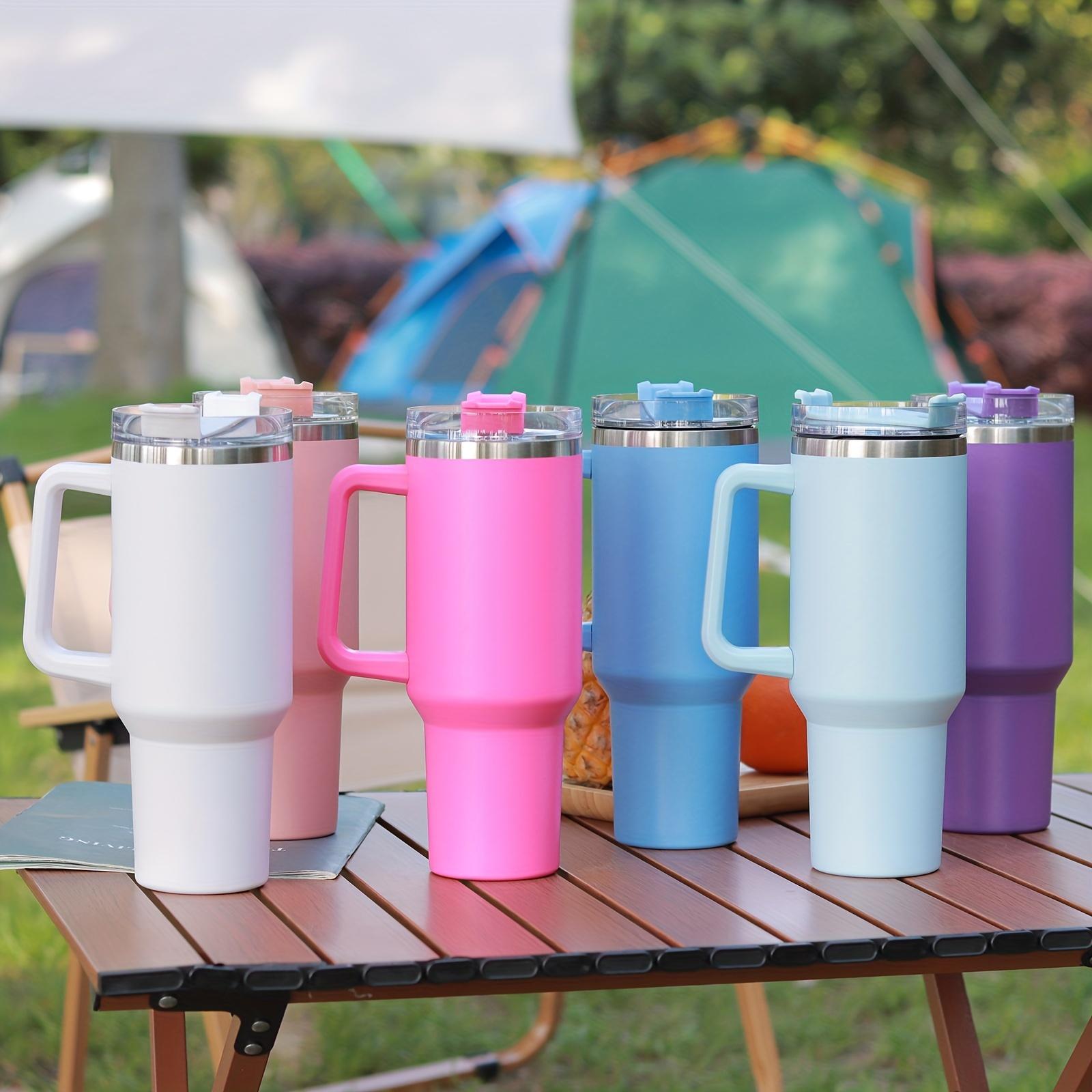 Taza Botella De Agua Térmica De Acero Inoxidable De 1200Ml, Taza De Café Térmica, Matraz De Vacío Frío Y Caliente con Pajita De Mango