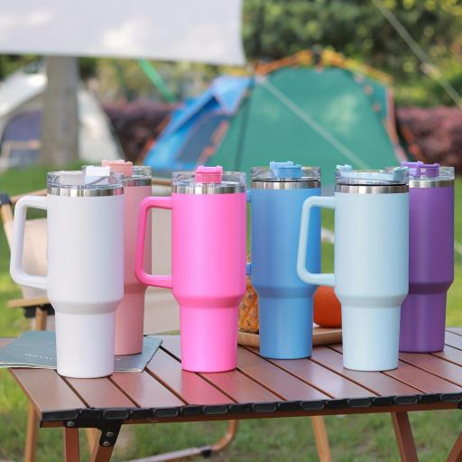 Taza Botella De Agua Térmica De Acero Inoxidable De 1200Ml, Taza De Café Térmica, Matraz De Vacío Frío Y Caliente con Pajita De Mango [0]