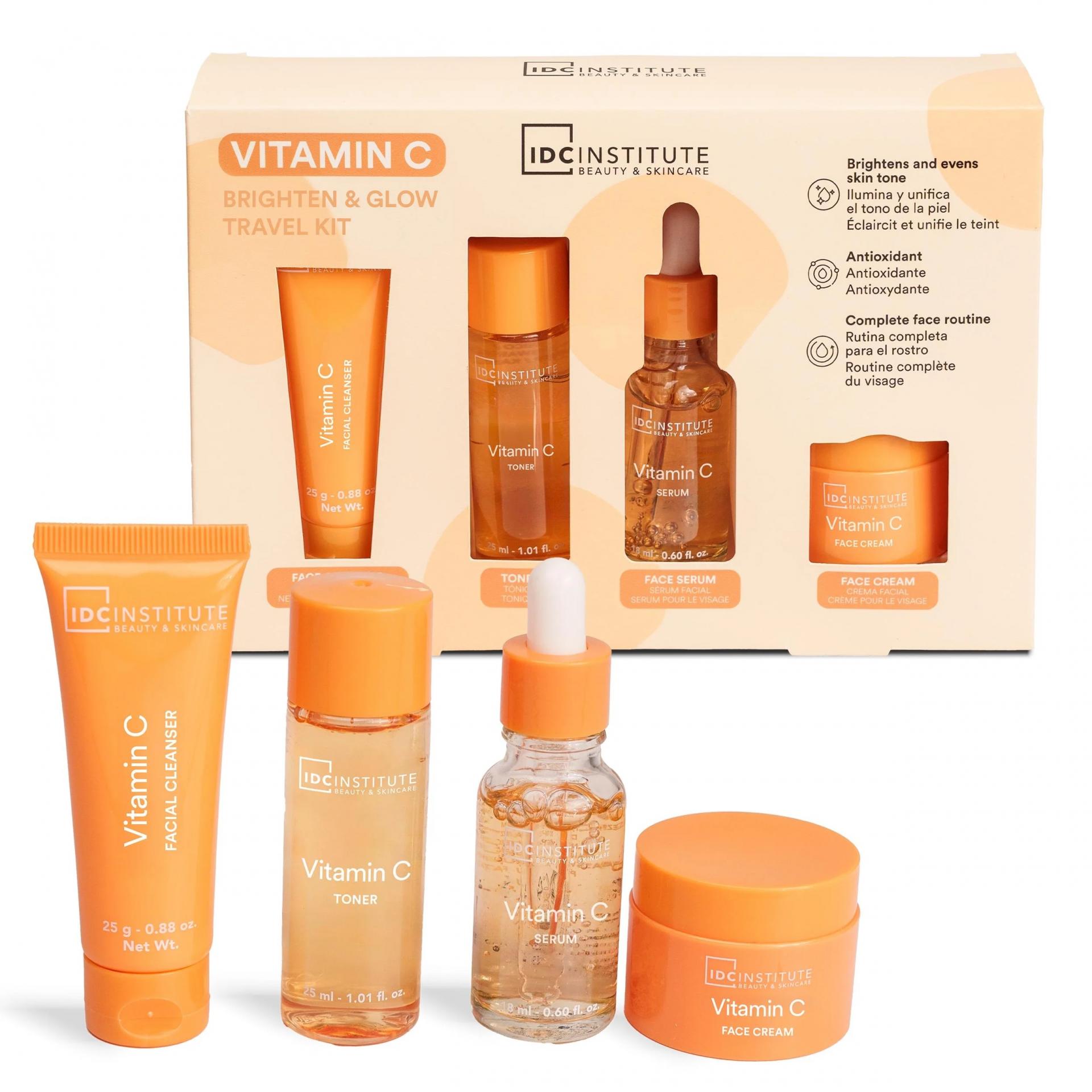 IDC Set Facial Vitamina C Limpiador+Tónico+Sérum+Crema