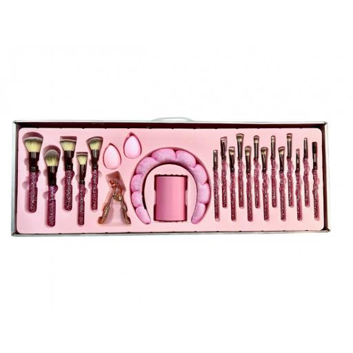 SET PROFESSIONAL MAKEUP TOOLS PINK GLITTER [1]