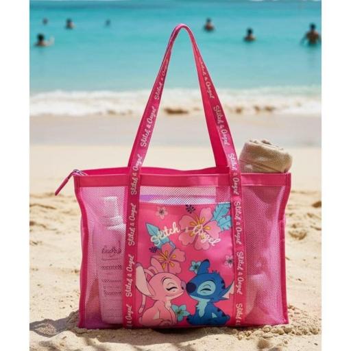 BOLSO PLAYA REJILLA STITCH Y ANGEL 69 x 39 cm [0]
