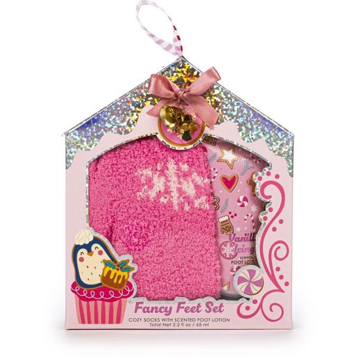 SET DE CREMA PARA PIES CON CALCETINES PINK PENGUIN CON GLASEADO DE VAINILLA (2 uds.)