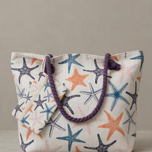 BOLSO PLAYA ESTRELLAS + MONEDERO (varios colores) [1]