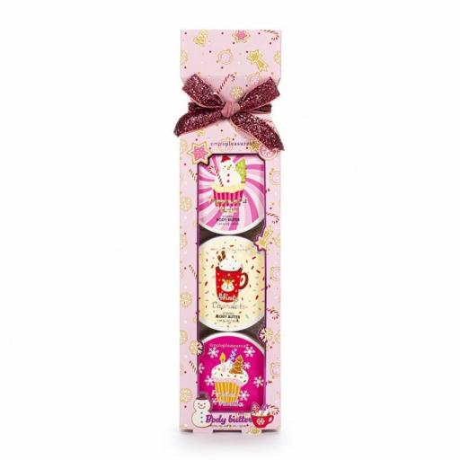 CAJA DE 3 MANTECAS CORPORALES SUGAR FROSTED LAND, 3 AROMAS