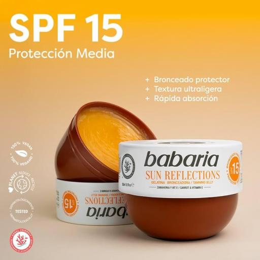 Gelatina Bronceadora Zanahoria SPF15, 300 ml – Acelerador del Bronceado Con Protección Media - Vitamina E y Niacinamida-BABARIA