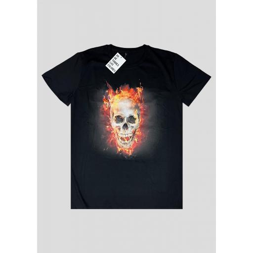 Camiseta Calavera Fuego Negra NMTLC [0]
