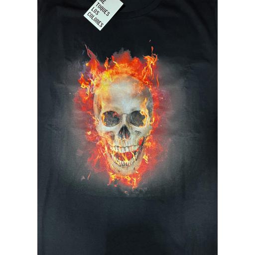 Camiseta Calavera Fuego Negra NMTLC [1]