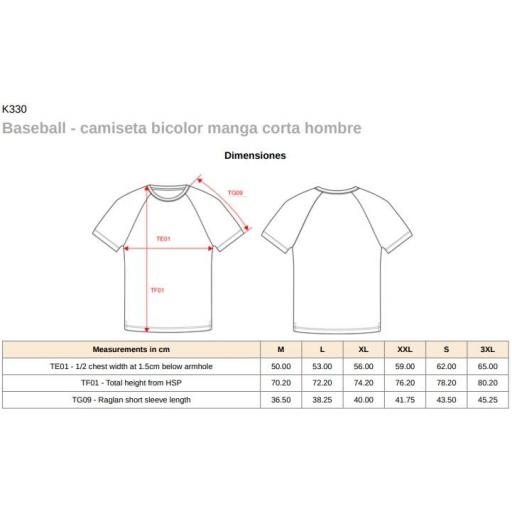 Camiseta Baseball Kariban K330 Blanco/Negro [3]