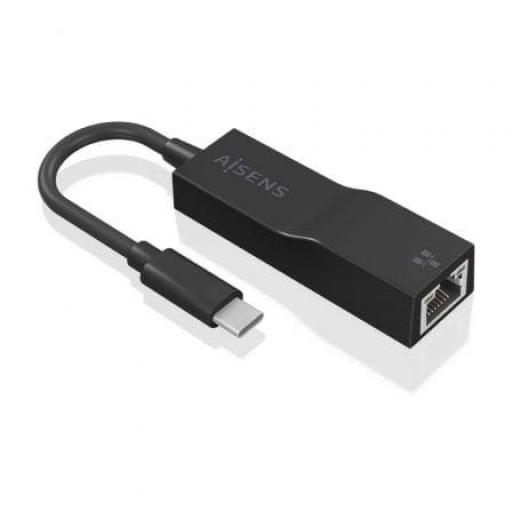 Adaptador USB 3.1 Aisens A106-0765/ USB-C Macho - RJ45 Hembra/ 11cm/ Negro [0]