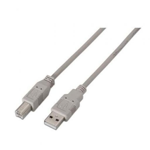 Cable USB 2.0 Impresora Aisens A101-0001/ USB Tipo-B Macho - USB Macho/ Hasta 2.5W/ 60Mbps/ 1m/ Beige [0]