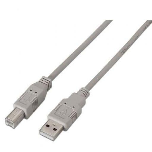 Cable USB 2.0 Impresora Aisens A101-0002/ USB Tipo-B Macho - USB Macho/ Hasta 2.5W/ 60Mbps/ 1.8m/ Beige [0]