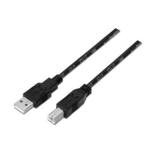 Cable USB 2.0 Impresora Aisens A101-0005/ USB Tipo-B Macho - USB Macho/ Hasta 2.5W/ 60Mbps/ 1m/ Negro [0]