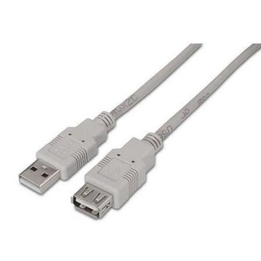 Cable Alargador USB 2.0 Aisens A101-0012/ USB Macho - USB Hembra/ Hasta 2.5W/ 60Mbps/ 1m/ Beige [0]