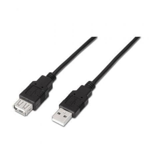 Cable Alargador USB 2.0 Aisens A101-0015/ USB Macho - USB Hembra/ Hasta 2.5W/ 60Mbps/ 1m/ Negro [0]
