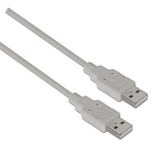 Cable USB 2.0  Aisens A101-0021/ USB Macho - USB Macho/ Hasta 2.5W/ 60Mbps/ 1m/ Beige [0]