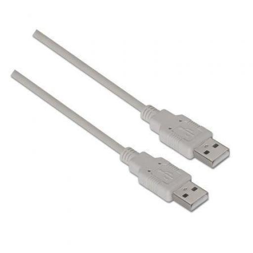 Cable USB 2.0 Aisens A101-0022/ USB Macho - USB Macho/ Hasta 2.5W/ 60Mbps/ 2m/ Beige [0]