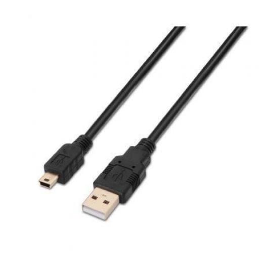 Cable USB 2.0 Aisens A101-0023/ USB Macho - USB Mini Macho/ Hasta 2.5W/ 60Mbps/ 50cm/ Negro [0]
