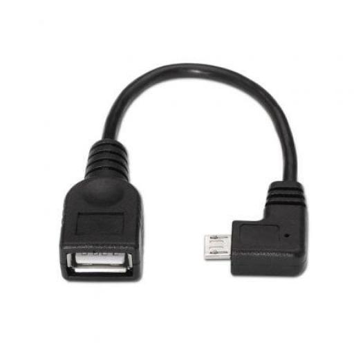 Cable USB 2.0 Aisens A101-0032/ MicroUSB Macho - USB Hembra/ Hasta 2.5W/ 60Mbps/ 15cm/ Negro [0]