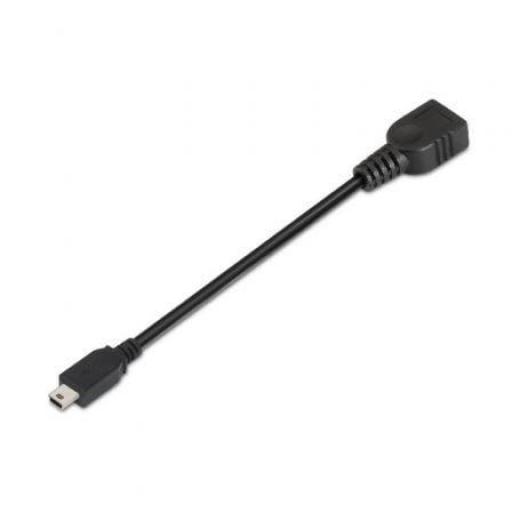 Cable USB 2.0 Aisens A101-0033/ MiniUSB Macho - USB Hembra/ Hasta 2.5W/ 60Mbps/ 15cm/ Negro [0]