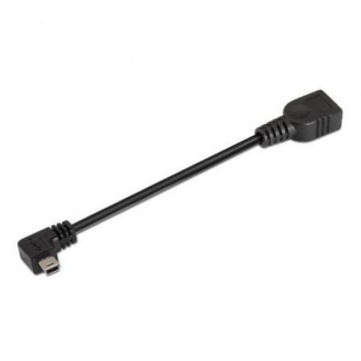 Cable USB 2.0 Aisens A101-0034/ MiniUSB Macho - USB Hembra/ Hasta 2.5W/ 60Mbps/ 15cm/ Negro [0]