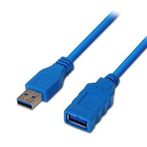 Cable Alargador USB 3.0 Aisens A105-0045/ USB Macho - USB Hembra/ Hasta 9W/ 625Mbps/ 1m / Azul [0]