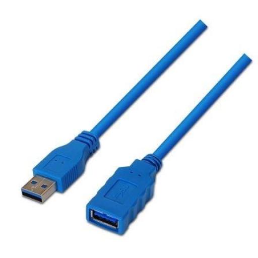 Cable Alargador USB 3.0 Aisens A105-0046/ USB Macho - USB Hembra/ Hasta 9W/ 625Mbps/ 2m/ Azul [0]