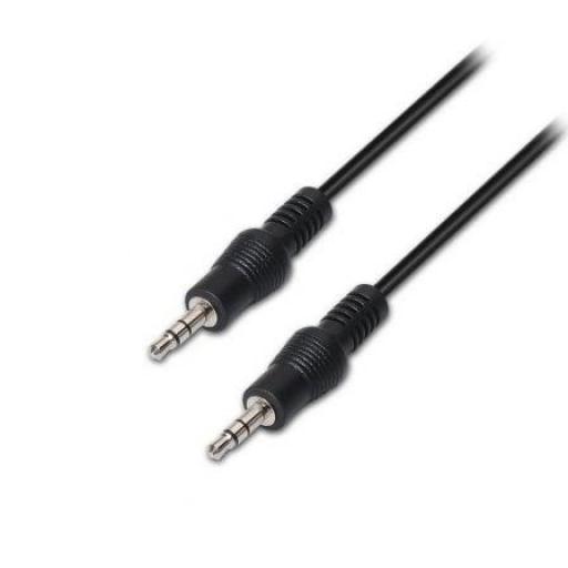 Cable Estéreo Aisens A128-0143/ Jack 3.5 Macho - Jack 3.5 Macho/ Hasta 0.1W/ 3m/ Negro [0]