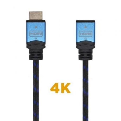 Cable Alargador HDMI Aisens A120-0452/ HDMI Macho - HDMI Hembra/ 1m/ Negro/ Azul [0]