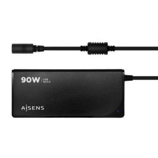 Cargador de Portátil Aisens ASLC-90WAUTO-BK/ 90W/ Automático/ 12 Conectores/ Voltaje 15-20V/ 1 USB QC3.0 [0]