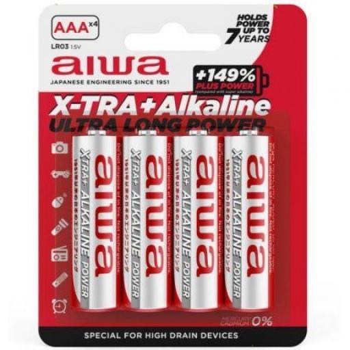 Pack de 4 Pilas AAA Aiwa X-TRA+Alcaline LR03/ 1.5V/ Alcalinas [0]