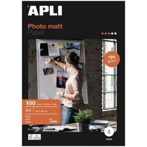 Papel Fotográfico Apli Matt 12626/ DIN A4/ 120g/ 100 Hojas/ Mate [0]