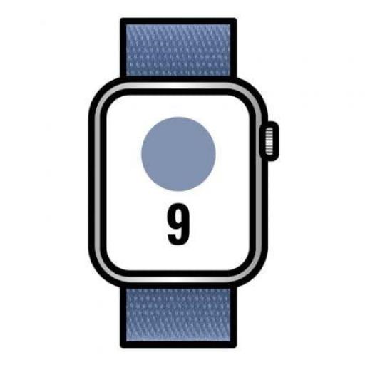 Apple Watch Series 9/ GPS/ 41mm/ Caja de Aluminio Plata/ Correa Deportiva Loop Azul Invierno [0]
