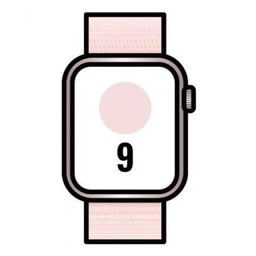 Apple Watch Series 9/ GPS/ 41mm/ Caja de Aluminio Rosa/ Correa Deportiva Loop Rosa Claro [0]