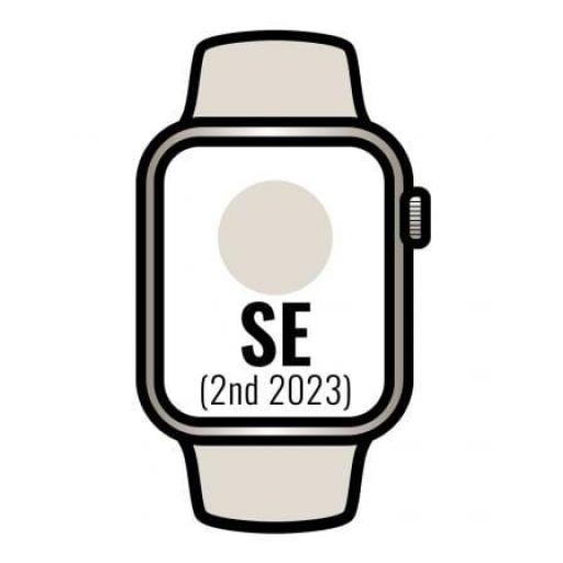 Apple Watch SE 2 Gen 2023/ GPS/ 44mm/ Caja de Aluminio Blanco Estrella/ Correa Deportiva Blanco Estrella S/M [0]
