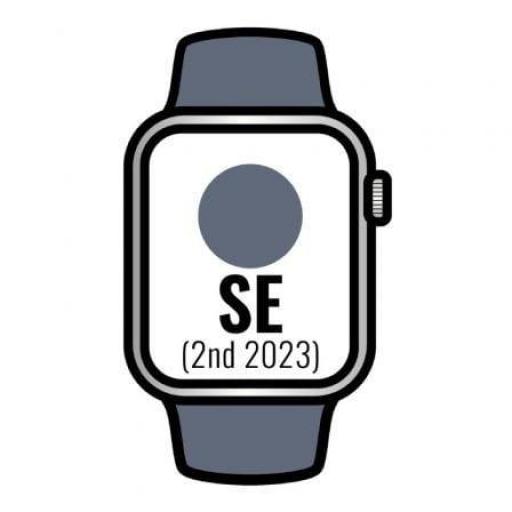 Apple Watch SE 2 Gen 2023/ GPS/ 44mm/ Caja de Aluminio Plata/ Correa Deportiva Azul Tempestad S/M [0]