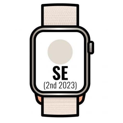 Apple Watch SE 2 Gen 2023/ GPS/ Cellular/ 44mm/ Caja de Aluminio Blanco Estrella/ Correa Deportiva Loop Blanco Estrella [0]