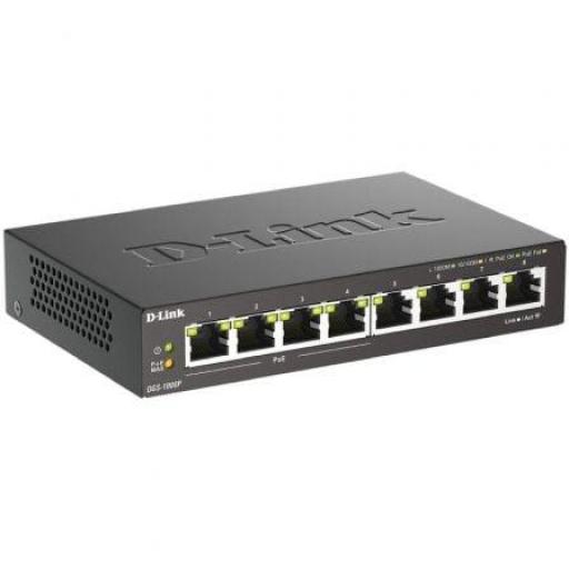 Switch D-Link DGS-1008P 8 Puertos/ RJ-45 Gigabit 10/100/1000/ PoE [0]