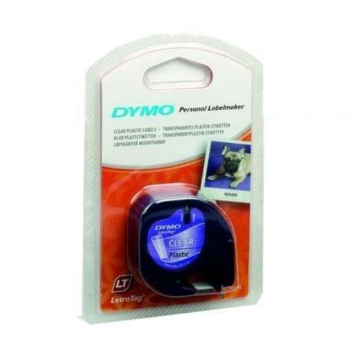 Cinta Rotuladora Adhesiva de Plástico Dymo 12267/ para Letratag/ 12mm x 4m/ Negra-Transparente [0]