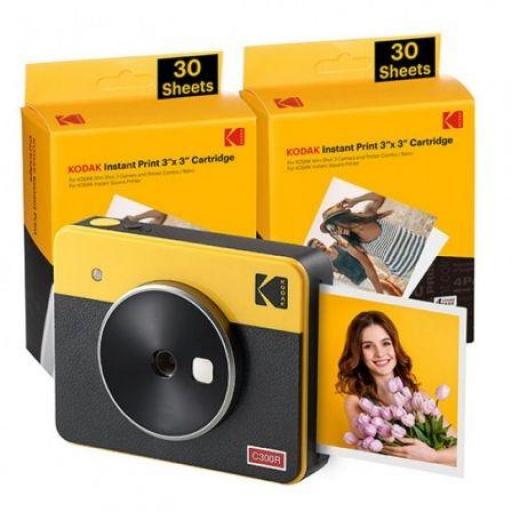 Cámara Digital Instantánea Kodak Mini Shot 3 Retro/ Tamaño Foto 7.62x7.62cm/ Incluye 2x Papel Fotográfico/ Amarillo [0]