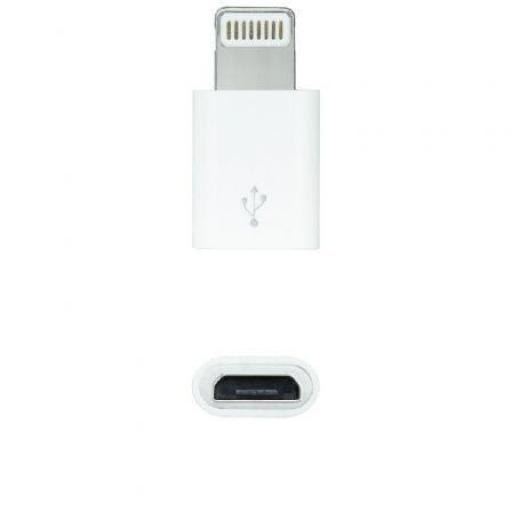 Adaptador Micro USB 2.0 Lightning Nanocable 10.10.4100/ Micro USB Hembra - Lightning Macho/ Blanco [0]