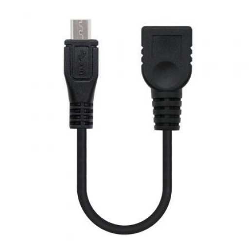 Cable USB 2.0 Nanocable 10.01.3500/ MicroUSB Macho - USB Hembra/ 15cm/ Negro [0]