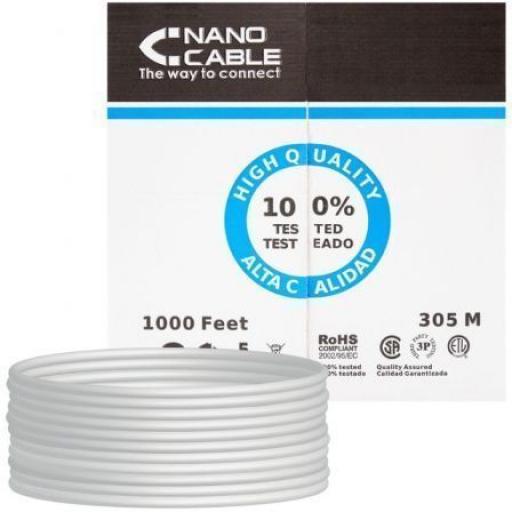 Bobina de Cable RJ45 UTP Nanocable 10.20.0304-FLEX Cat.5e/ 305m/ Gris [0]