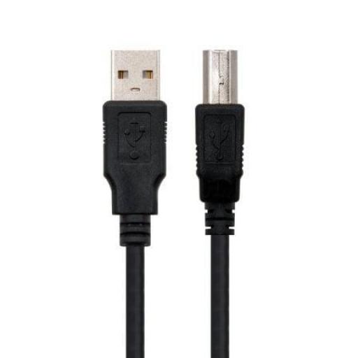 Cable USB 2.0 Impresora Nanocable 10.01.0102/ USB Tipo-B Macho - USB Macho/ 1m/ Negro [0]