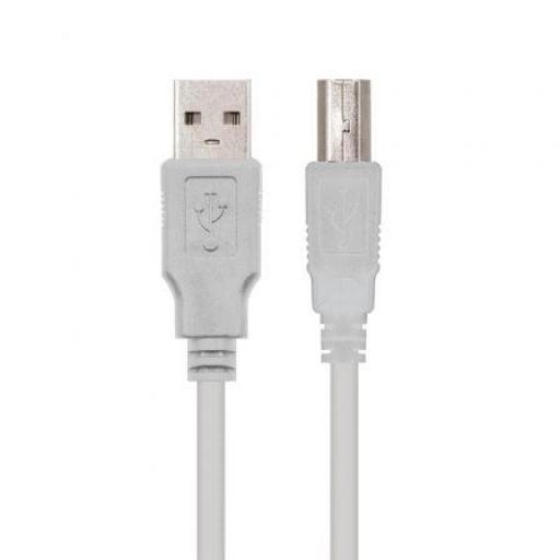 Cable USB 2.0 Impresora Nanocable 10.01.0102/ USB Tipo-B Macho - USB Macho/ 1m/ Beige [0]