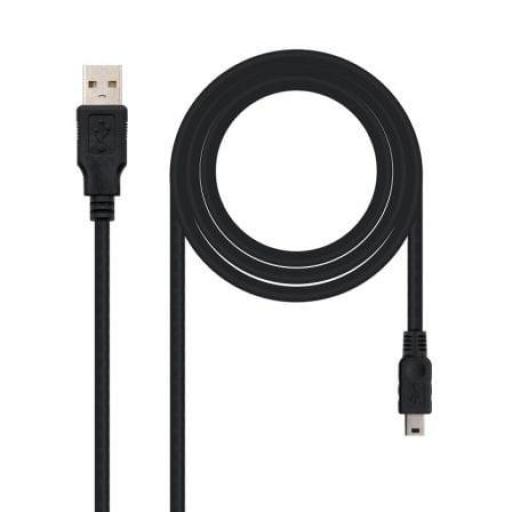 Cable USB 2.0 Nanocable 10.01.0400/ USB Macho - MiniUSB Macho/ 50cm/ Negro [0]