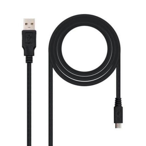 Cable USB 2.0 Nanocable 10.01.0500/ USB Macho - MicroUSB Macho/ 80cm/ Negro [0]