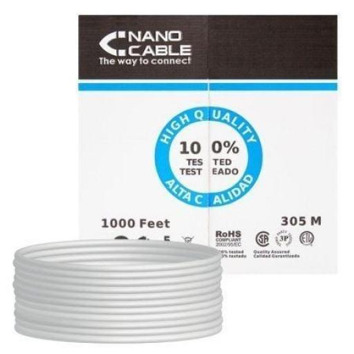 Bobina de Cable RJ45 UTP Nanocable 10.20.0304 Cat.5e/ 305m/ Gris [0]