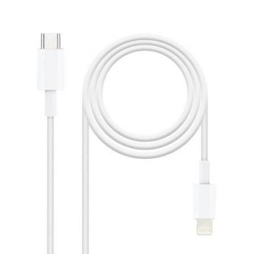 Cable USB 2.0 Tipo-C Lightning Nanocable 10.10.0601/ USB Tipo-C Macho - Lightning Macho/ 1m/ Blanco [0]