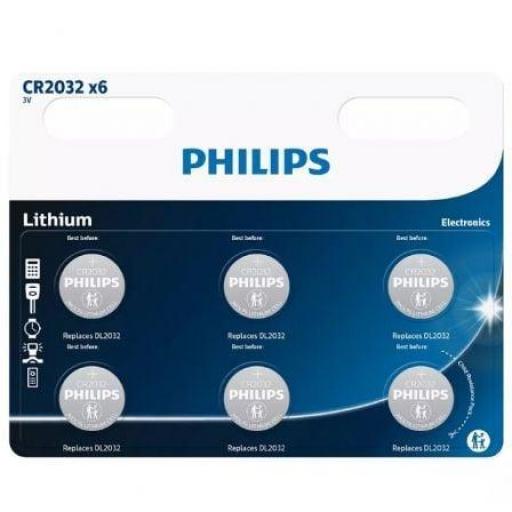 Pack de 6 Pilas de Botón Philips CR2032/ 3V [0]
