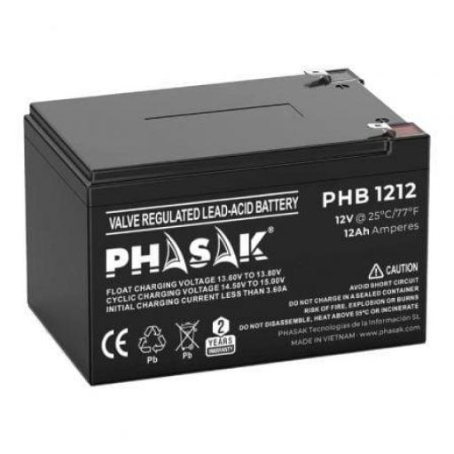 Batería Phasak PHB 1212 compatible con SAI/UPS PHASAK según especificaciones [0]
